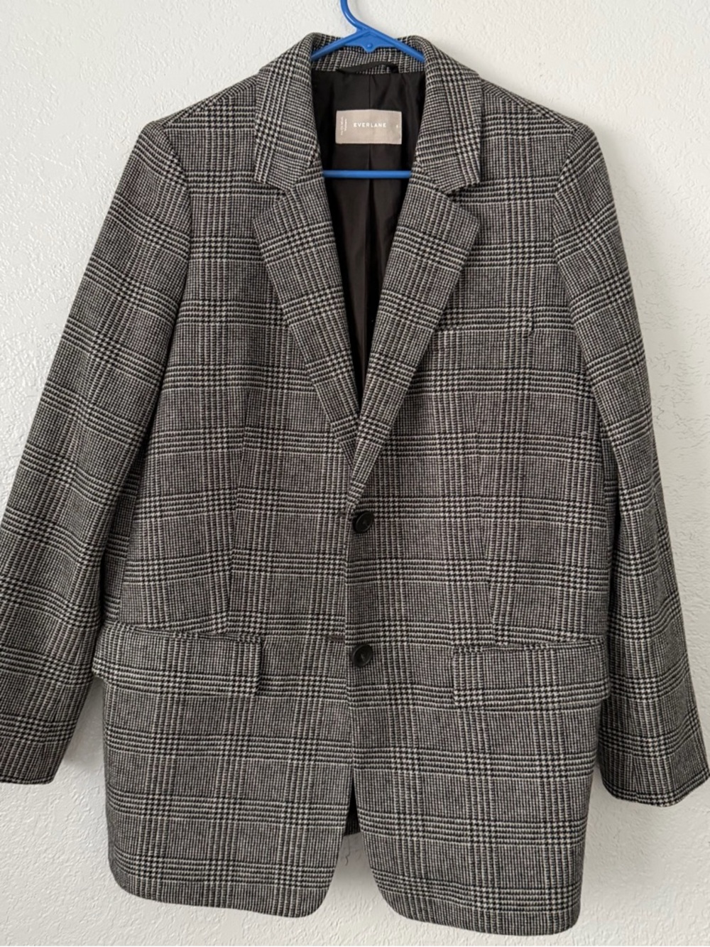 Everlane Black and Gray Glen Plaid Sport Coat